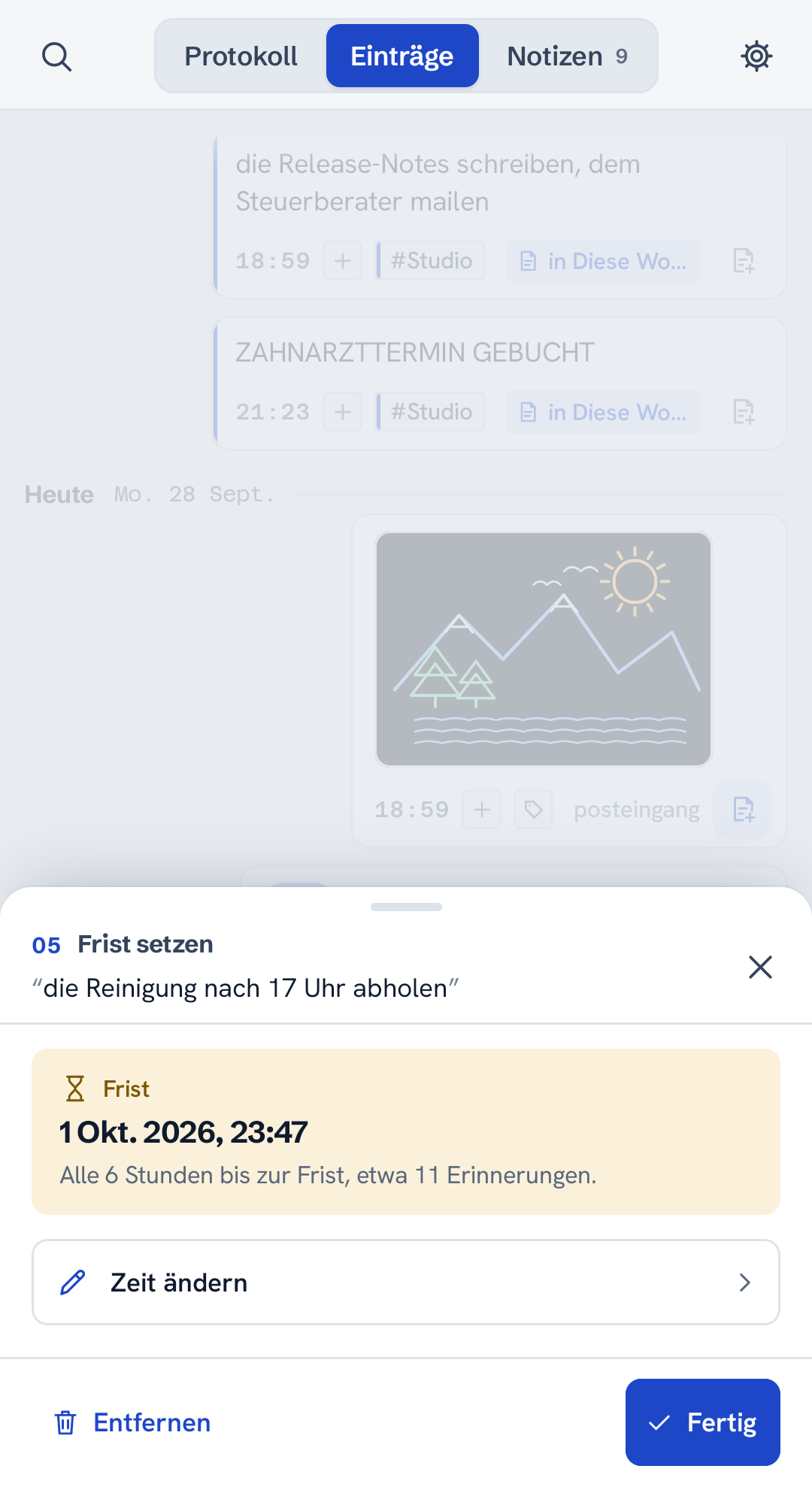 Eine Frist für eine Erfassung festlegen
