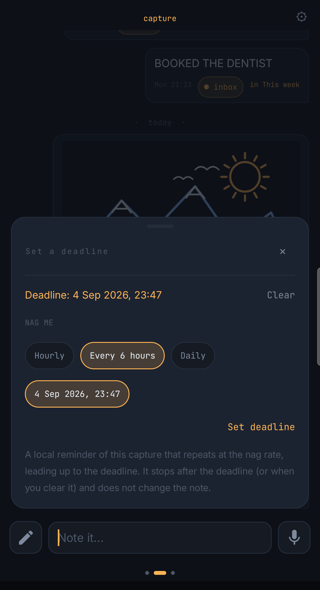 Setting a deadline on a capture