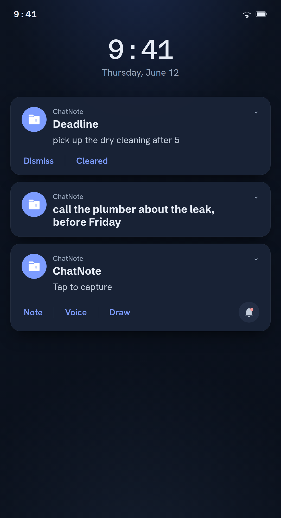 The one-tap capture notification