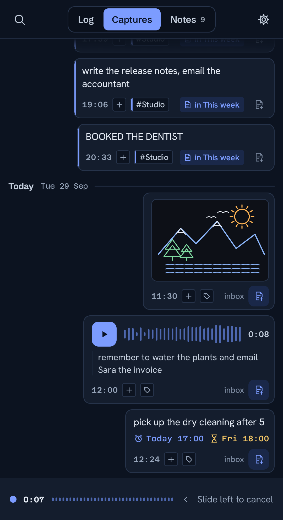 Recording a voice note in ChatNote