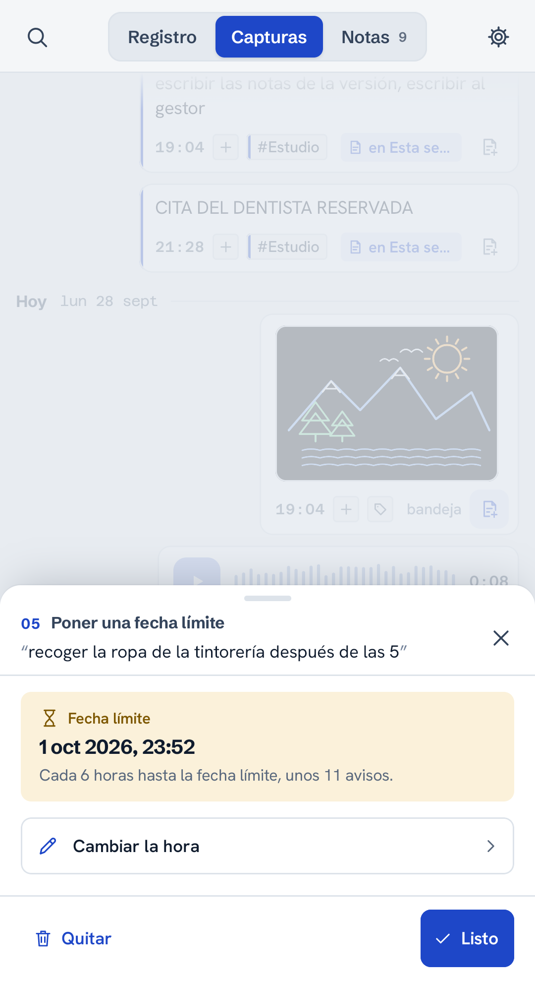Poniendo una fecha límite a una captura