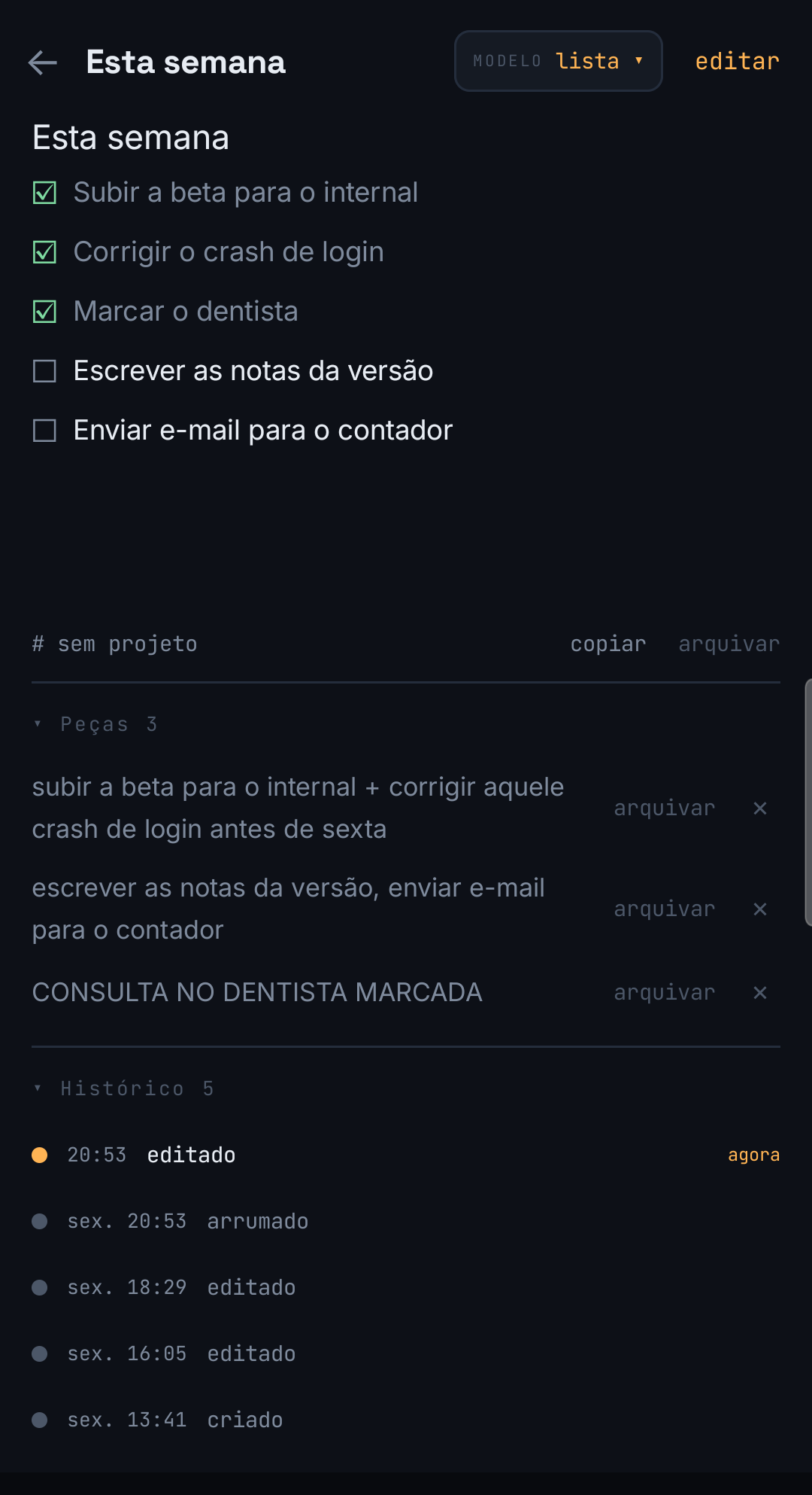 Uma nota que a IA organizou em uma lista de tarefas